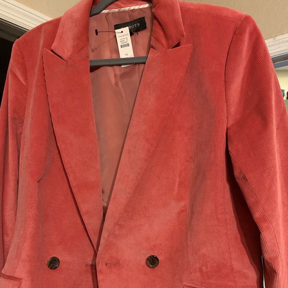 Brand new Talbots Women Corduroy Coral blazer size 14